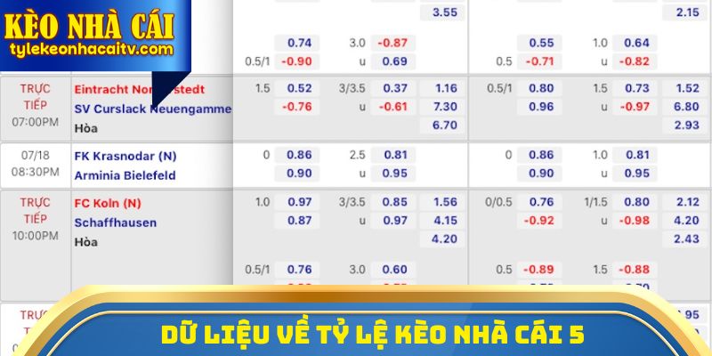 Dữ liệu về tỷ lệ kèo nhà cái 5
