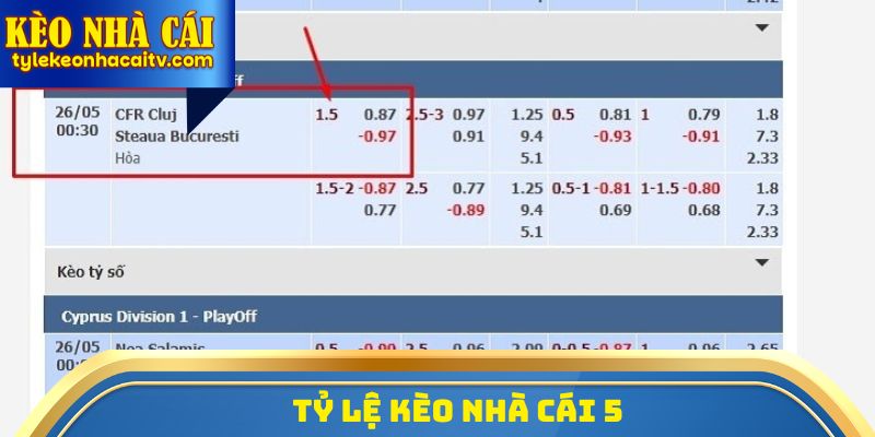 Tỷ Lệ Kèo Nhà Cái 5